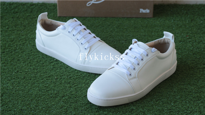 Christian Louboutin Louis Spikes Flat Low Top White
